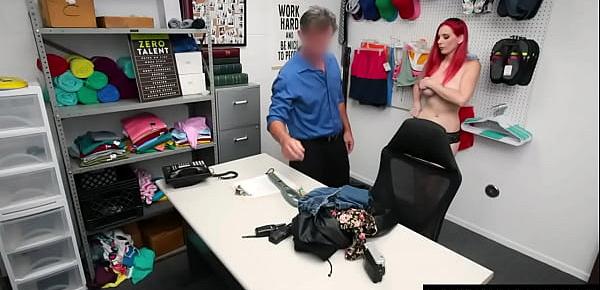  Redhead with Huge Boobs Lilian Stone Screwed in Security Office